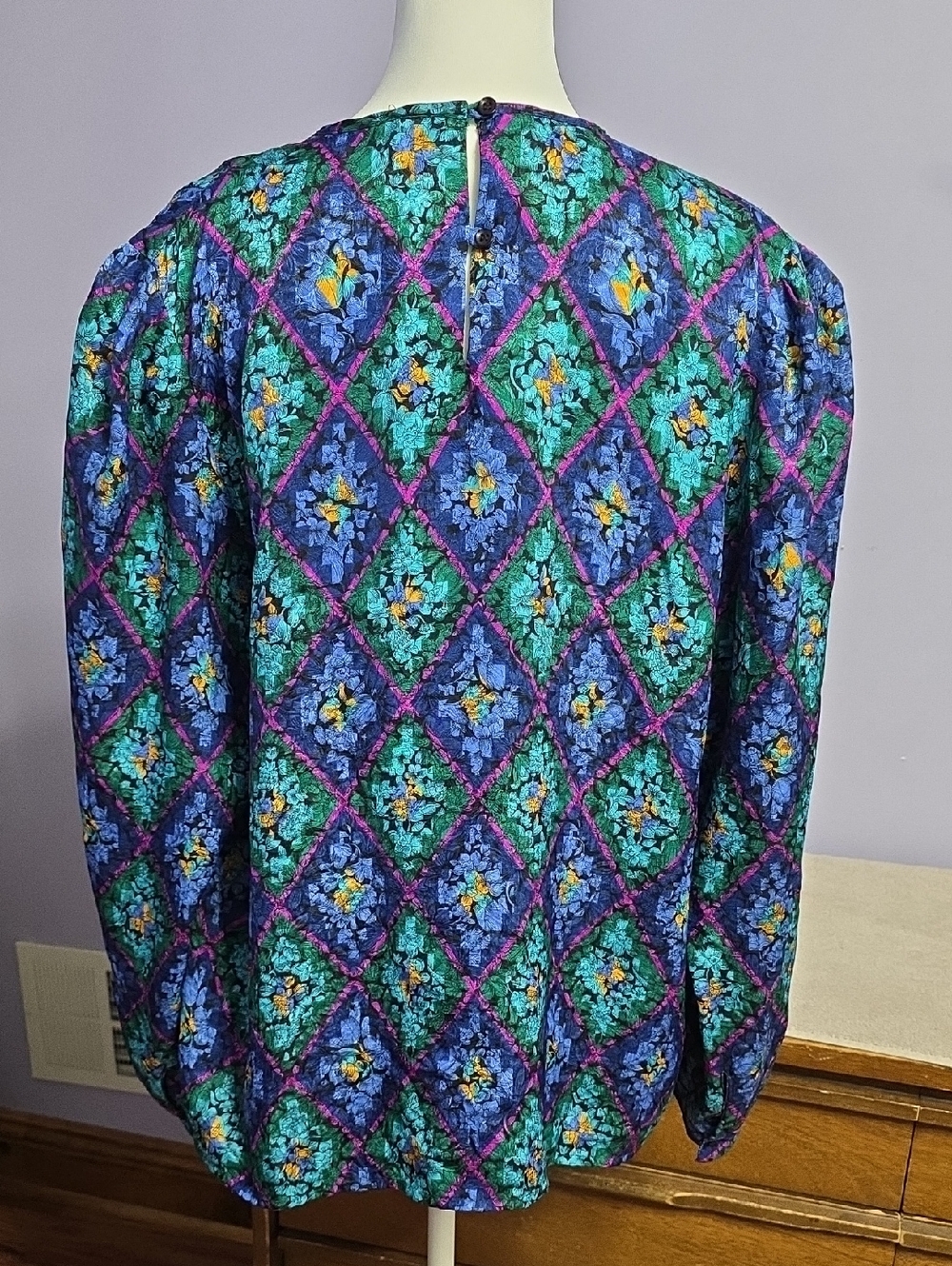 Lady Eva Laurel Floral Print Top - Blue, Green, Purple - Picture 2 of 4